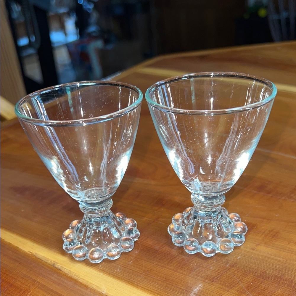 Vintage 1960s MCM Anchor Hocking Boopie Footed Liqueur Cordial Glasses Set of 2